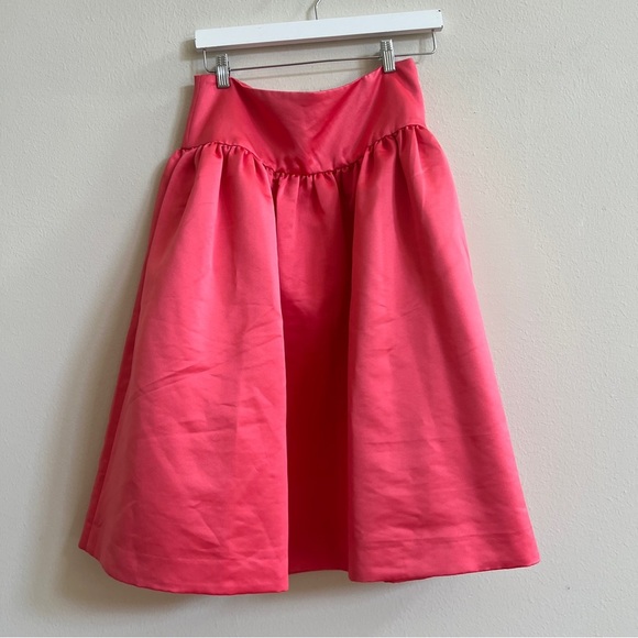 J. Crew Coral Pink Duchess Satin A-Line Midi Skirt - Picture 3 of 3